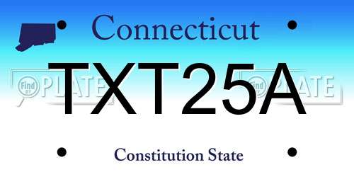 TXT25A Connecticut License Plate