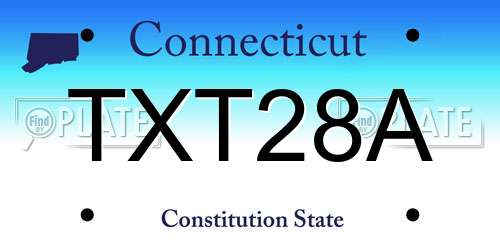 TXT28A Connecticut License Plate