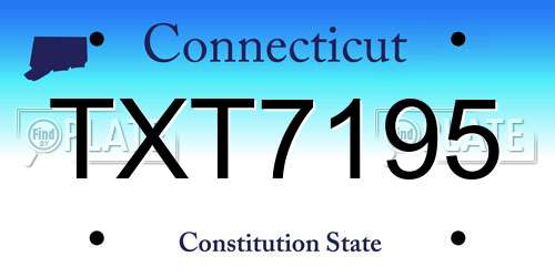 TXT7195 Connecticut License Plate