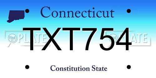 TXT754 Connecticut License Plate