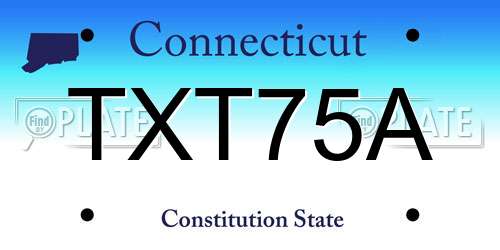 TXT75A Connecticut License Plate