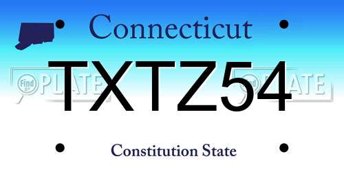 TXTZ54 Connecticut License Plate