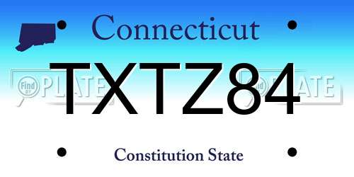 TXTZ84 Connecticut License Plate