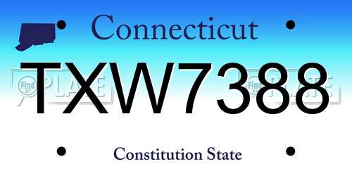 TXW7388 Connecticut License Plate