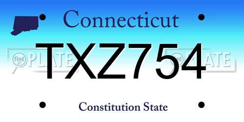 TXZ754 Connecticut License Plate