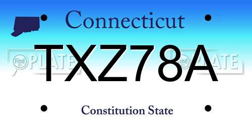 TXZ78A Connecticut License Plate