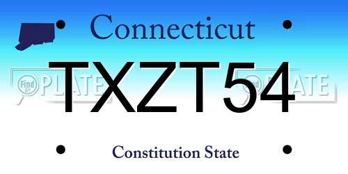 TXZT54 Connecticut License Plate