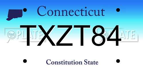 TXZT84 Connecticut License Plate