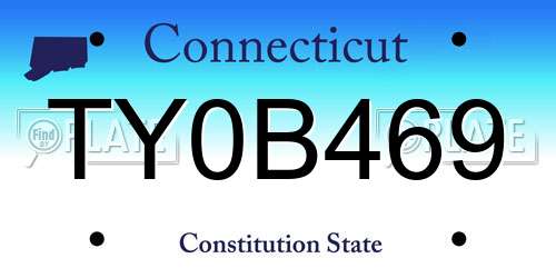 TY0B469 Connecticut License Plate