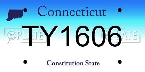 TY1606 Connecticut License Plate