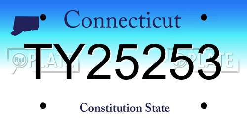 TY25253 Connecticut License Plate