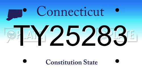 TY25283 Connecticut License Plate