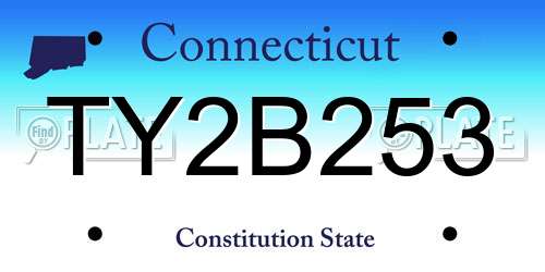 TY2B253 Connecticut License Plate