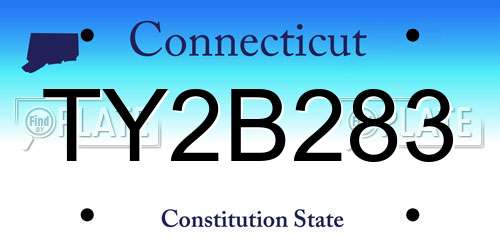 TY2B283 Connecticut License Plate