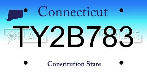 TY2B783 Connecticut License Plate