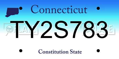 TY2S783 Connecticut License Plate