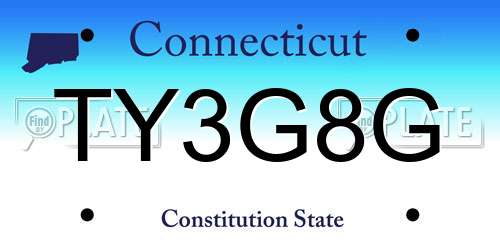 TY3G8G Connecticut License Plate