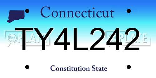 TY4L242 Connecticut License Plate