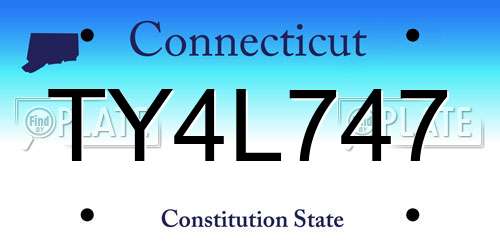 TY4L747 Connecticut License Plate