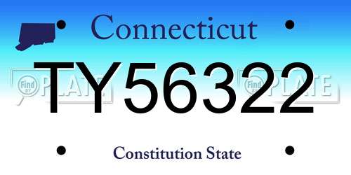TY56322 Connecticut License Plate