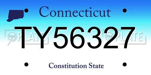 TY56327 Connecticut License Plate