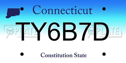 TY6B7D Connecticut License Plate