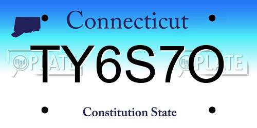 TY6S7O Connecticut License Plate