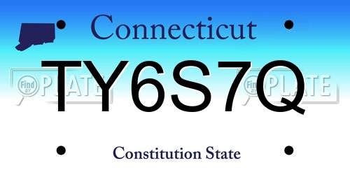 TY6S7Q Connecticut License Plate