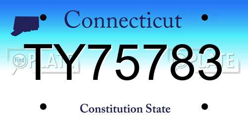 TY75783 Connecticut License Plate