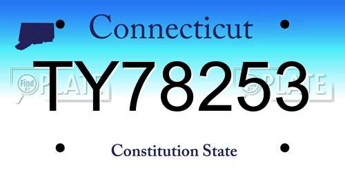 TY78253 Connecticut License Plate