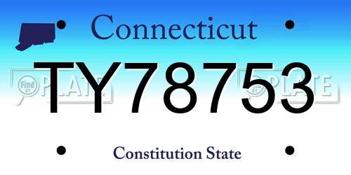 TY78753 Connecticut License Plate