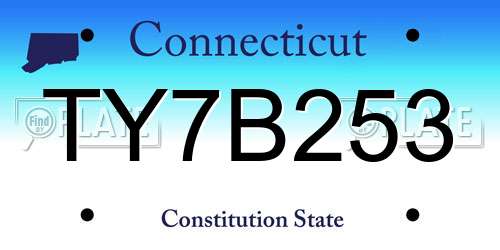 TY7B253 Connecticut License Plate