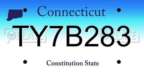 TY7B283 Connecticut License Plate