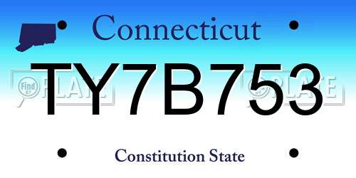 TY7B753 Connecticut License Plate