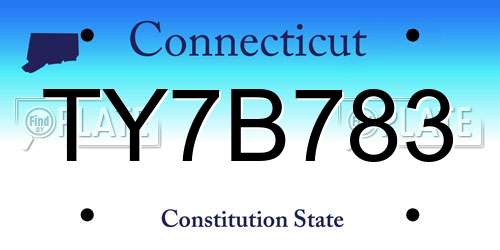 TY7B783 Connecticut License Plate