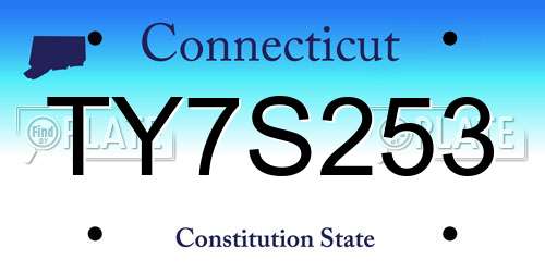 TY7S253 Connecticut License Plate