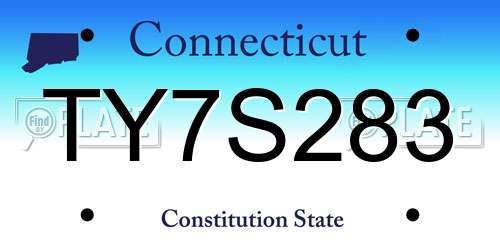 TY7S283 Connecticut License Plate