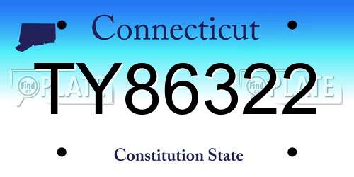 TY86322 Connecticut License Plate