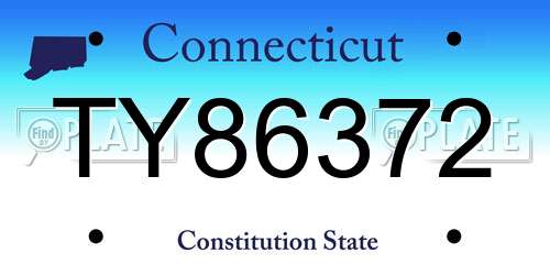 TY86372 Connecticut License Plate