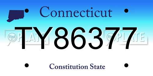 TY86377 Connecticut License Plate