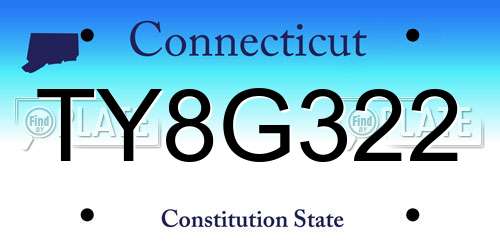 TY8G322 Connecticut License Plate