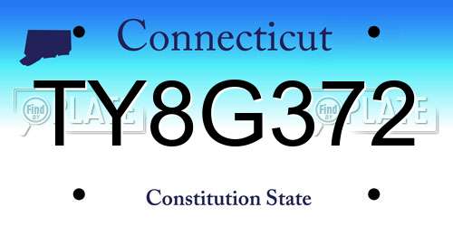 TY8G372 Connecticut License Plate