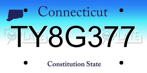 TY8G377 Connecticut License Plate