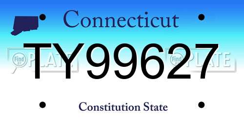 TY99627 Connecticut License Plate