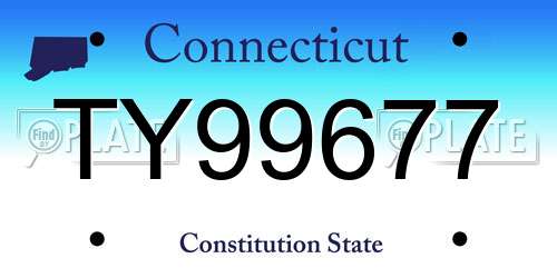 TY99677 Connecticut License Plate