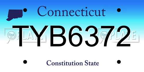 TYB6372 Connecticut License Plate
