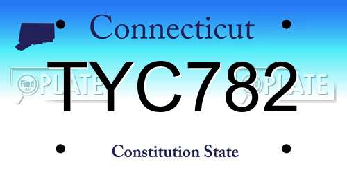 TYC782 Connecticut License Plate