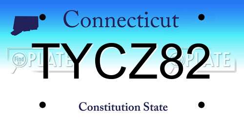 TYCZ82 Connecticut License Plate