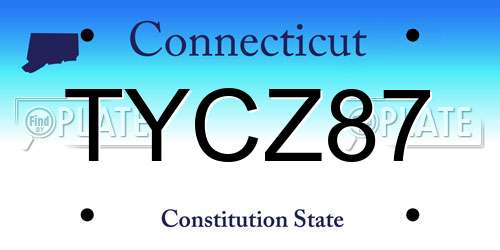 TYCZ87 Connecticut License Plate