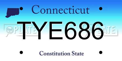 TYE686 Connecticut License Plate